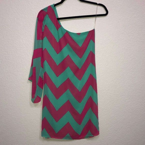 EUC MBV Pink/Teal Chevron Dress S - Picture 3 of 5